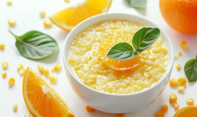 Keuken spatwand met foto Fuel Your Day: Delicious Corn Porridge Infused with Orange © verticalia
