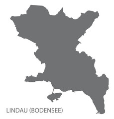 Lindau (Bodensee) German city map grey illustration silhouette shape