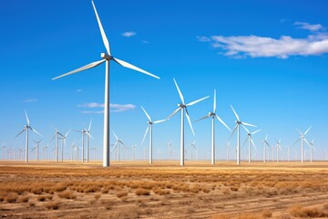 Fototapeta premium Wind power station in the plant. Renewable energy, ecology, environment concept