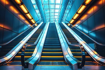 elevator escalator is moving staircase used as transportation between floors or levels building professional photography