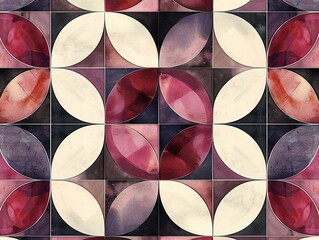 A modern geometric pattern inspired by the shape and color of grapes , tile