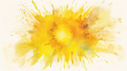 Yellow Watercolor Splash on a White Background