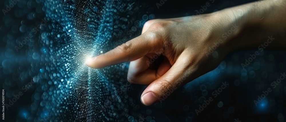 Aufkleber Fingerprint biometric identity and approval for businessmen. Concept of security and password control through fingerprints in a technological future and cybernetic work environment.