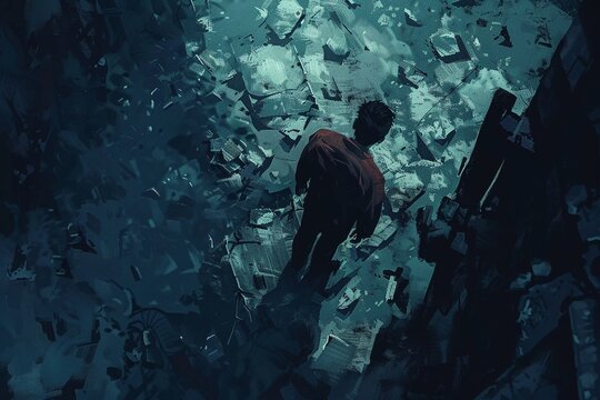 Despair  Redemption Capture the struggle for redemption amidst despair in a poignant 2D illustrate where a fallen hero finds hope in the darkest of times