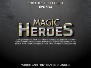 heroes text effect, font editable, typography, 3d text