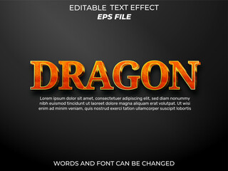dragon text effect, font editable, typography, 3d text. vector template