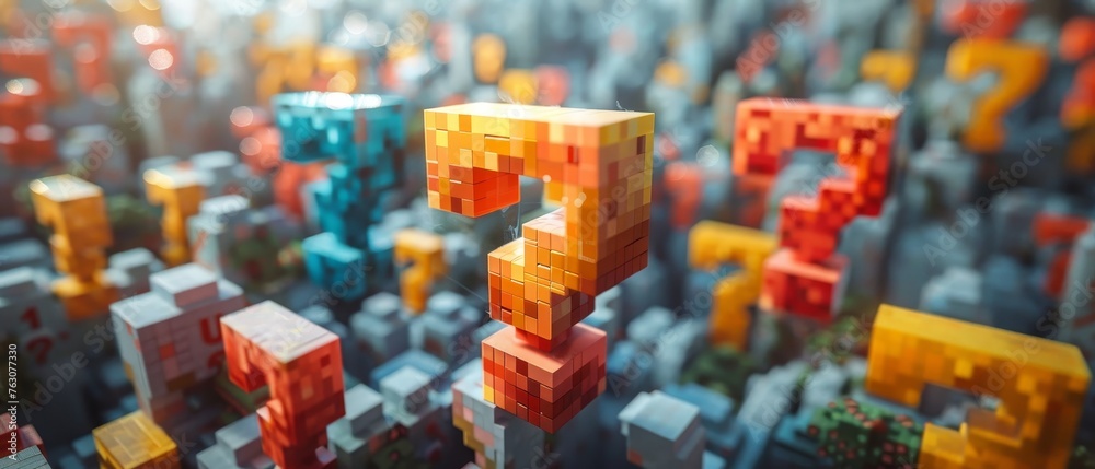 Leinwandbilder Isolated question mark blocks in a 3D render.