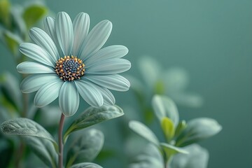 Lone flower on a light green background