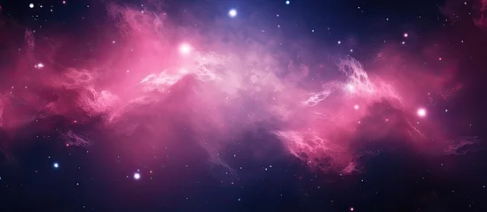 Photo sur Plexiglas Rose  The sky resembled a galaxy with a mix of electric blue, purple, magenta, and violet hues. Clouds added atmosphere to the astronomical objectfilled space