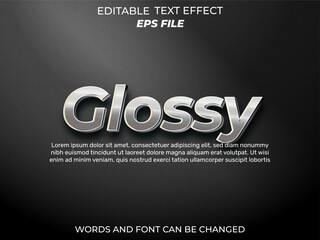glossy text effect, font editable, typography, 3d text. vector template