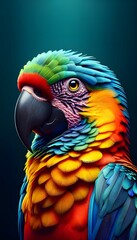 Colorful Macaw Parrot with Detailed Feather Texture generative AI
