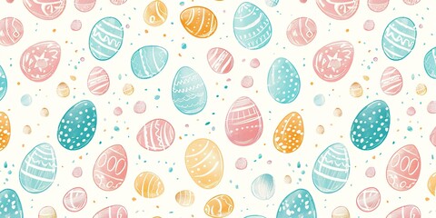 Fototapeta na wymiar Pastel Easter Seamless Pattern Background with colorful eggs