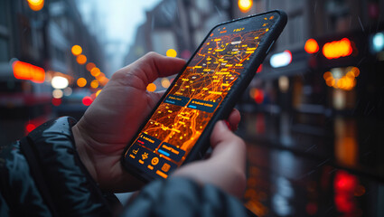 A health-tech app interface showing real-time PM 25 levels, integrated into a smart citys infrastructure