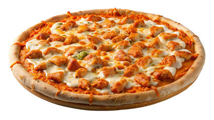 Buffalo chicken pizza. isolated on transparent background.