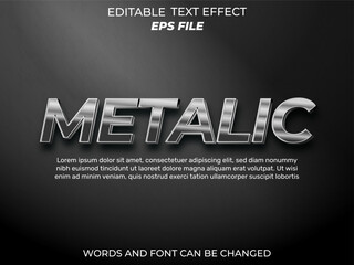 metalic text effect, font editable, typography, 3d text. vector template