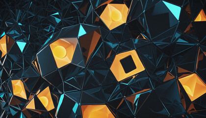 Abstract background of 3d Illuminated Polygons