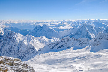 snow covered mountains in winter
