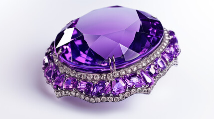A purple gemstone with a diamond border, Amethyst