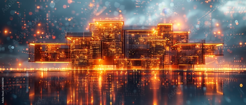 Aufkleber The development of computer systems for smart buildings. Projects for building smart houses with artificial intelligence and IOT.