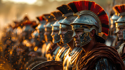 Roman soldiers wounded and bleeding during a battle. Ancient Rome - obrazy, fototapety, plakaty