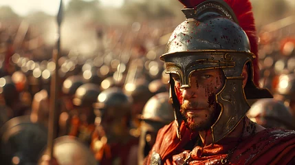 Deurstickers Roman soldiers wounded and bleeding during a battle. Ancient Rome © Massimo Todaro