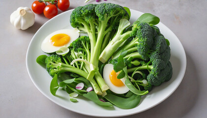 Healthy food dish with a broccoli and eggs