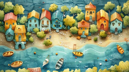 Capture attention with a charming and playful watercolor illustration from a wormseye view Ideal for childrens book covers