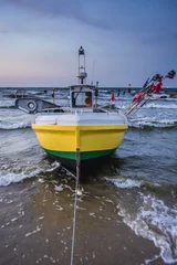 Papier Peint photo autocollant La Baltique, Sopot, Pologne Fishing boat on Baltic Sea beach in Karlikowo District in Sopot city, Poland