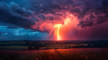 A photo of lightning, with ominous clouds as the background, during a tumultuous storm