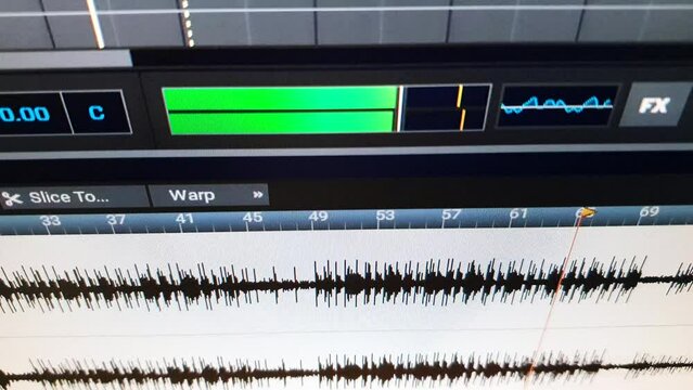 Audio sequencer on a computer. Recording music, songs. Software for writing music.