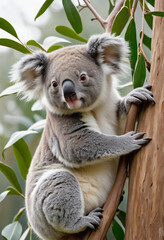 close up of a koala isolated on a transparent background