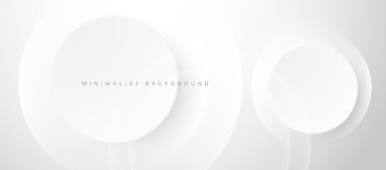 Abstract minimalist white background with circular elements vector.