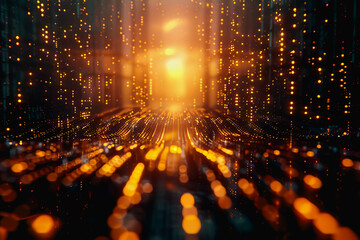 Fototapeta premium cyber security futuristic, dynamic data stream digital binary big data, and blockchain transactions 