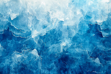 Obraz premium Blue Waterfall Abstract Artwork: Ethereal Stained Glass Background for Digital Paper with Light Blue Watercolor and Grey Tones