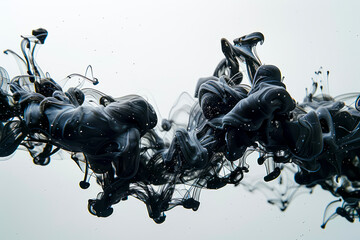 Capturing the mesmerizing dance of black ink blots in ultra HD high speed photography - obrazy, fototapety, plakaty