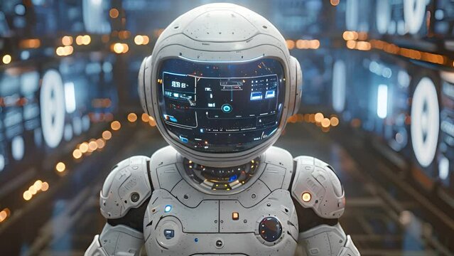 Tech marvel: Animated android robot, futuristic motion.