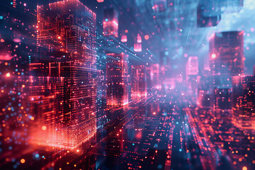 Obraz premium cyber security futuristic, dynamic data stream digital binary big data, and blockchain transactions 