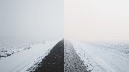 Contrasting Winter Landscape, Ideal for Themes on Duality and Contrast