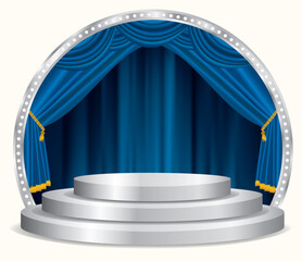 blue silver stage podium - 763091794