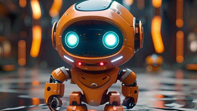 Mini mechanical wonder: Compact robot baby animation.