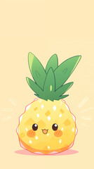 Hand drawn cartoon cute pineapple illustration material