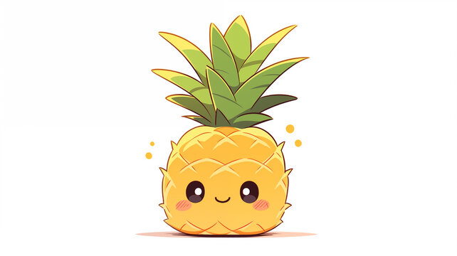 Hand drawn cartoon cute pineapple illustration material