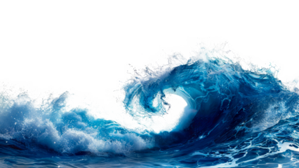Curling blue ocean wave, cut out - stock png.