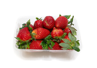 ripe red strawberries on a white background - 763094758