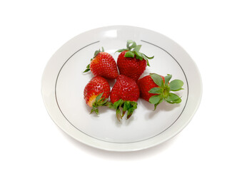 ripe red strawberries on a white background - 763094936