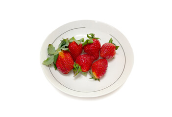 ripe red strawberries on a white background - 763094945