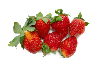 ripe red strawberries on a white background - 763094961