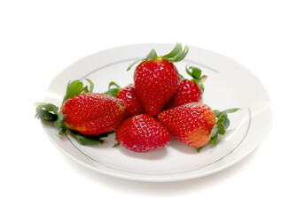 ripe red strawberries on a white background - 763094989