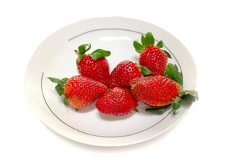 ripe red strawberries on a white background - 763094998
