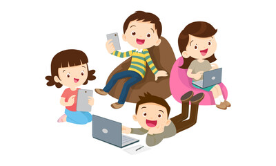 kids on online learning education courses